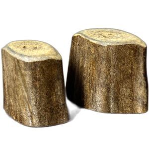 Vintage Real Antler Salt Pepper Shakers Carved Natural Horn Rustic Lodge Cabin